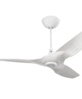 Premium Smart Ceiling Fan 52 Inch Universal Mount With 12 Inch Downrod featuring sleek driftwood aluminum blades and white motor.