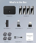 Components of Wireless Pro Lavalier Microphone System For iPhone Android PC And Laptop With USB C And Lightning, 48KHz 24Bit