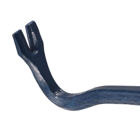 Close-up of 15 Inch Wrecking Bar Pry Bar with Hexagonal Steel Shaft Angled Chisel End Wide Claw for Demolition Nail Removal and Prying Boards