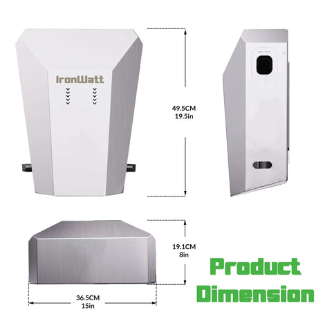 Straight Up Rugged Outdoor EV Charger Enclosure For Tesla NACS And J1772 Plugs with dimensions 19.5in x 15in x 8in.