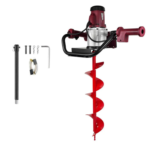 Beast Mode 1500W Electric Post Hole Digger With 6 Inch Auger Bit For Fence Posts Decks Tree Planting And Landscaping Red Easy Start Ergonomic Handle And Quick Drilling