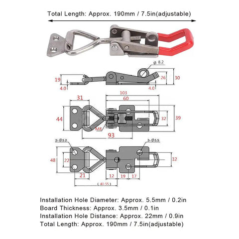 Heavy Duty 304 Stainless Steel Toggle Clamp Locks Things Down Tight With A Rock Solid 250 Kilogram Grip dimensions and details