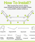 Heavy Duty Steel Hammock Stand For Indoor Outdoor Use With 550 Pound Capacity, parts and installation instructions diagram