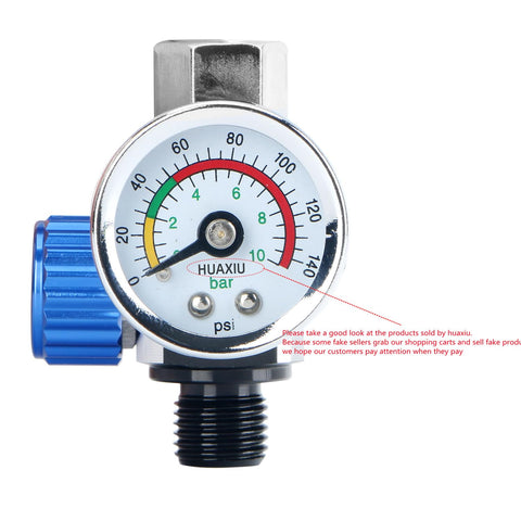 Quarter Inch Air Pressure Regulator With Gauge For Spray Gun And Pneumatic Tools High Flow Inline Regulator Real Time Pressure Monitoring