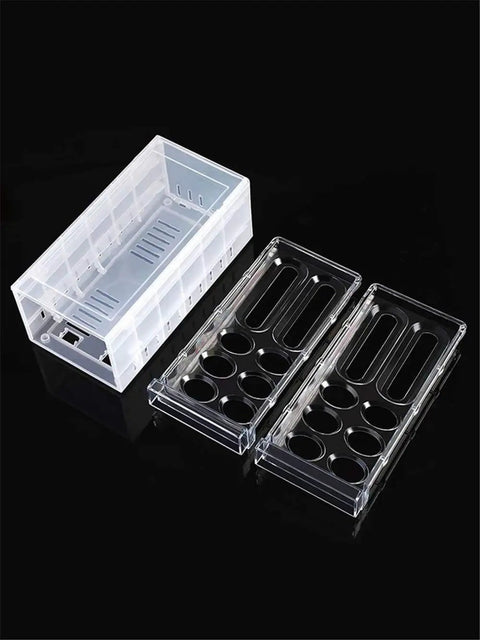 Drawer Style 24 Egg Holder For Refrigerator Double Layer Plastic Egg Storage Box clear trays on black background