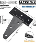 4 Inch T Strap Gate Hinges 2 Pack Heavy Duty Black Tee Hinges For Wooden Fences And Yard Gates Solid Iron Black Powder Coating