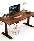 Electric Height Adjustable Standing Desk With Memory Controller And Anti Collision Guard Zero Hassle Adjustment Badass Durable Gaming Table For Home Office Ergonomic Setup 27 By 55 Inches, walnut finish, adjustable height 25.59-49.21 in.