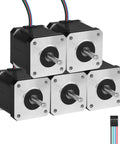 5Pack Nema 17 Stepper Motor 1.8 Degree 2 Phase High Torque 0.6Nm 84.97 Oz-In Bipolar 42x47mm 2.3A 1.6Ω 4-Wire Front View