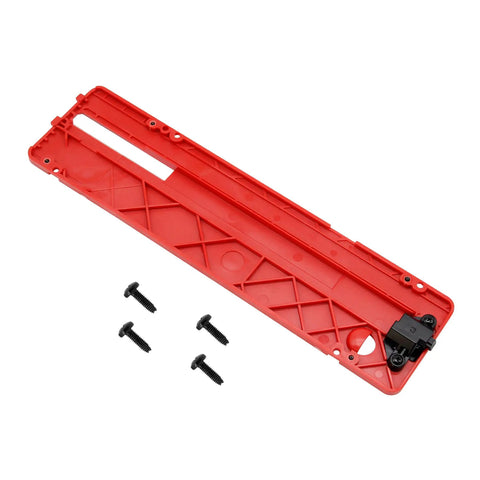 Zero Clearance Table Saw Insert Plate For SKIL TS6307-00 Replacement STZ6307 with screws, top view showcasing red aluminum construction.