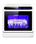 No Sweat Portable Countertop Dishwasher With Built In Water Tank And Three Power Wash Cycles Featuring Quick Hot Air Dry For Rvs Cramped Kitchens And Dorm Rooms, showing interior with plates.