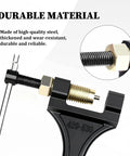 Close-up of Built Tough Motorcycle Chain Breaker Tool Adjustable From 420 To 530 Chain Size with solid iron construction