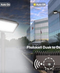 Ultra Bright LED Flood Light With Dusk To Dawn Photocell, 150W Adjustable To 100W And 75W illuminating parking lot