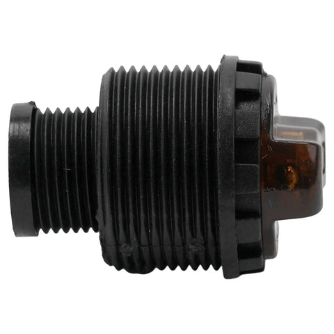 Black plastic front fork damper rod preload adjustment knob for bikes, showing side view with threaded details.