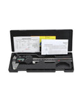 NHYWGMZG IP54 Waterproof Digital Caliper 150mm Stainless Steel in case with inspection certificate and safety instructions.