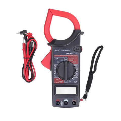 AC DC Auto Range Clamp Meter With Beeper 1000A Voltage Tester, probes, and strap for electricians and DIY projects
