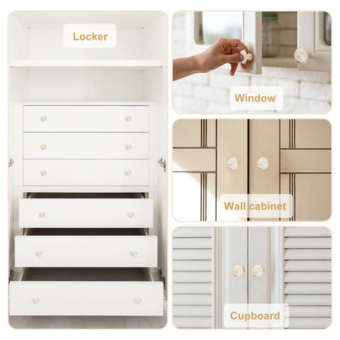 10 Pack Round Cabinet Knobs And Drawer Pulls Set For Kitchen Cupboard Doors, Slick Zinc Alloy Construction, 1.18 Inch Diameter on lockers and cabinets