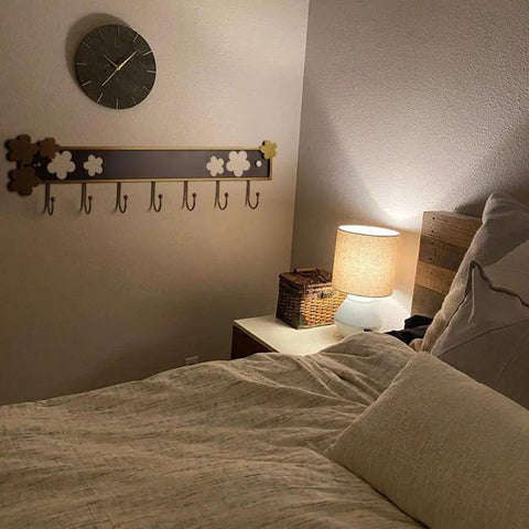 Rugged Retro Wall Coat Rack Carbon Steel Hooks Sturdy Entryway Hangout Heavy Duty Storage For Coats Hats Towels And Purse Durable Bathroom Decor 7 Hook Top Shelf Quality Build mounted beside bed.
