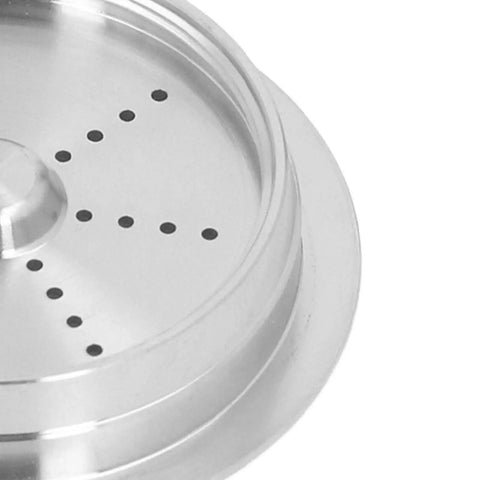 Sleek Stainless Steel Reusable Coffee Capsules With Dual Mesh Screens Refillable Pods For Single Cup Brewers close-up of mesh filter design.