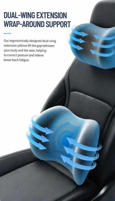 Upgrade Your Ride With This Chic Headrest And Lumbar Support Pillow Set Perfect For Mini Cooper SE Convertible John Cooper Works Electric Plus Trucks SUVs Ensuring Ultimate Comfort On Long Drives Without Breaking The Ban, dual-wing wrap-around lumbar support.