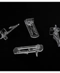30 Pack Cabinet Shelf Clips Set With Plastic Support Pegs And Transparent Holder Pins displayed on black surface