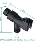 All Metal Shower Head Holder Mount For Handheld Showers Rugged Heavy Duty Solid Brass Ball Joint 360 Degree Swivel Matte Black Finish Easy Installation No Tools Required, black G1/2 shower holder with 2.4 in height and 3.8 in length
