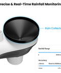 All In One Wireless Home Weather Station With Rain Gauge Indoor Outdoor Temperature Humidity Forecast Barometric Pressure Moon Phase And Alarm Clock For Bedroom No WiFi Must Have showing close-up of rain collector and rainfall range