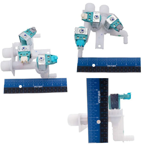 Front Load Washer Water Valve Replacement Kit With Three Coils And Extension Hoses For 120V 60Hz DIY Ready Fits Model Specific Washers AP5692067 PS8689091 3023192 with ruler for scale