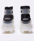 Back view of cleats with XFAST Cleat Ankle Brace and Stabilizer, small black, lightweight and durable for men and women