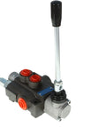 All-CARB 1-spool hydraulic directional control valve with long black lever and red port plugs