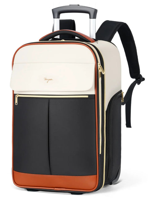22 women's traveling backpack with wheels Tonyeee Rolling for Women, Inch Carry on Luggage Suitcase Flight Approved, X Large Roller Travel Laptop Backpack for Overnight Weekender Bussiness Work (Beige,XL Carry on Size) Made with durable polyester YWAOTRGY Quality Travel Rolling Backpack