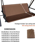 Heavy Duty 600D Patio Swing Seat Cover Replacement for 3 Seater Outdoor Swing Cushions shown with dimensions and packaging