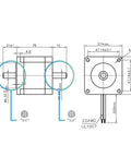 Dimensioned Nema 23 Stepper Motor 1.8 Degree 1.89Nm 3A Dual Shaft 57mm Frame 8mm Shaft For 3D Printers CNC Machines Engraving And Automation Projects Precision High Torque Stepper For Precise Motion drawing
