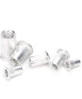 Aluminum Rivet Nut Assortment Kit, 300 Pieces, Threaded Inserts for Metal Plates and Tubes, various sizes, side view