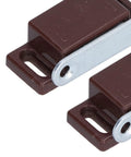 Close-up of Eight Pack Stainless Steel Magnetic Door Catch For Cabinets And Cupboards With Screw Fittings, shown in brown finish