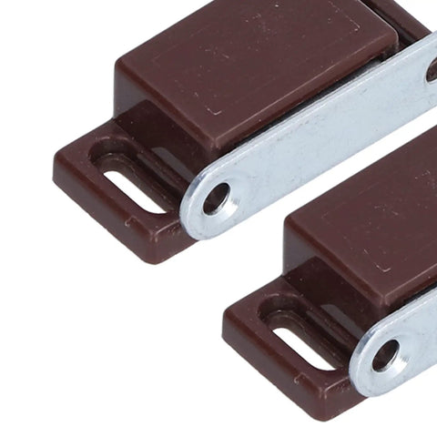 Close-up of Eight Pack Stainless Steel Magnetic Door Catch For Cabinets And Cupboards With Screw Fittings, shown in brown finish