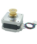12V DC Nema 16 Stepper Motor With 39mm Frame 0.2N.m Torque 1.8 Degree Step 0.7A 2 Phase 4 Wire For CNC Machining And DIY Projects Includes 20 Tooth MXL Synchronous Pulley Wheel 5mm Shaft, front view