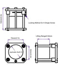 Must Have Router Table Lift Kit Featuring Smooth Adjustable Aluminum Platform diagram showing dimensions and lifting range measurements.