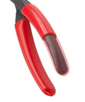 Close-up of red handle of 7 Inch Diagonal Cutting Pliers For Copper Aluminum And Soft Steel Wire With Induction Hardened Blades For Superior Durability