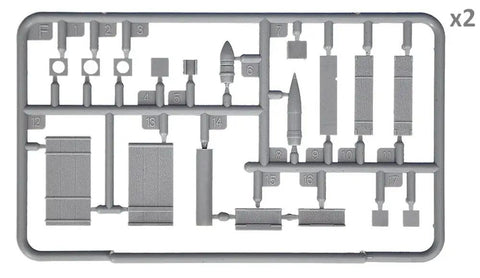Unassembled Model Kit With Decals For Dope Realistic Diorama Builds Highly Detailed Plastic Parts Textured To Look Real Requires Assembly And Painting Tools And Paint Not Included For Ages 14 And Up Skill Level 3 Not A Toy. Parts on plastic sprue for 1:35 Soviet ammo boxes model kit.