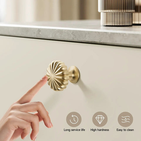 Gold Cabinet Knob from 10 Pack For Kitchen Cabinets And Dresser Drawers with Vintage Floral Design, Brushed Brass Hardware