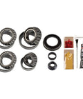 Top Tier Replacement Bearing Kit For GM 9.5 Inch Differential featuring Timken tapered rollers, gaskets, and installation supplies.