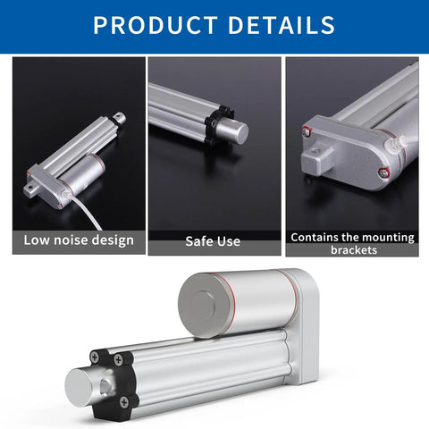 10 Inch Stroke Beefy Heavy Duty 12V Electric Linear Actuator With 250mm Stroke, 24.8 Inch Extended, installation brackets shown