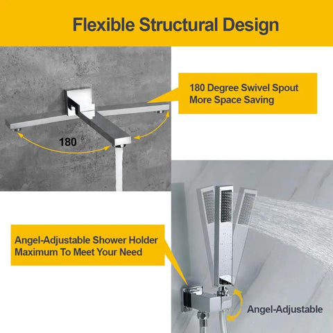 Wall Mounted Bathtub Faucet With Handheld Shower Solid Brass High Flow Tub Filler With 180 Degree Swivel Spout And Sprayer CUPC Certified Chrome Finish Easy Install Space Saving Bathroom Upgrade flexible design