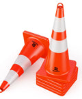8 Pack 28 Inch Traffic Cones With Highly Visible Reflective Collar Orange Safety Cones With Handles Heavy Duty PVC