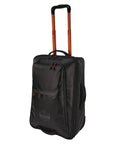 Soft Sided Rolling Carry-On Bag That Expands Up To 1.5 Inches For 42 Liter Capacity, Durable Water-Resistant Tarpaulin With 600D Ripstop, Wide Clamshell Opening, Rigid Base, Built Tough For Gear Hauls with extended handle viewed from front