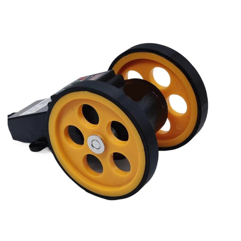 Smooth Operator Heavy Duty Length Counting Wheel With Integrated Encoder Sensor And Digital Controller For Precise Industrial Measurement, yellow measuring wheel.