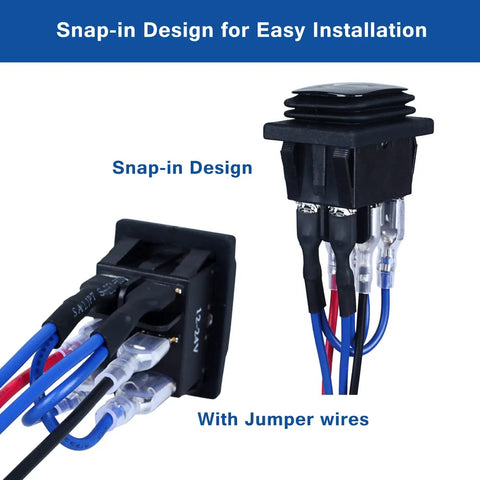 Beefy Waterproof DPDT Polarity Reversing Rocker Switch On Off On 3 Position Momentary Double Throw With Jumper Wires 6 Pins Snap In Toggle Switch 12V 20A 125V 16A 250V snap-in switch with jumper wires