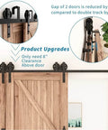 Bypass Sliding Wood Barn Door Hardware Kit In Black With Top Mounted Tracks and Smooth Rollers for Double Doors