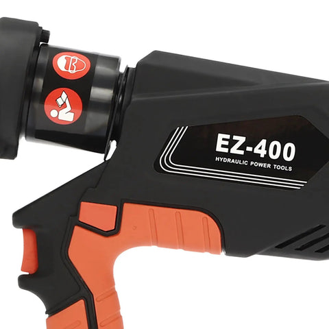 Top Shelf Hydraulic Cable Lug Crimper Pliers With Twelve Heavy Duty Dies Rock Solid 150KN Wire And Hose Crimping Tool grip and design close-up.