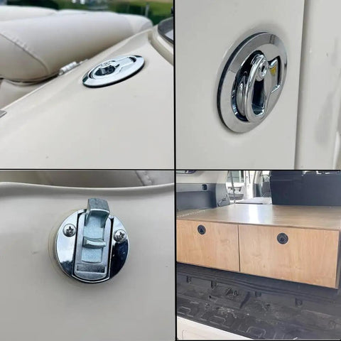 Two Pack 2 Inch Flush Pull Slam Latch With Key Lock For Boat Deck Hatch Doors Marine Use Heavy Duty Durable Stainless Steel